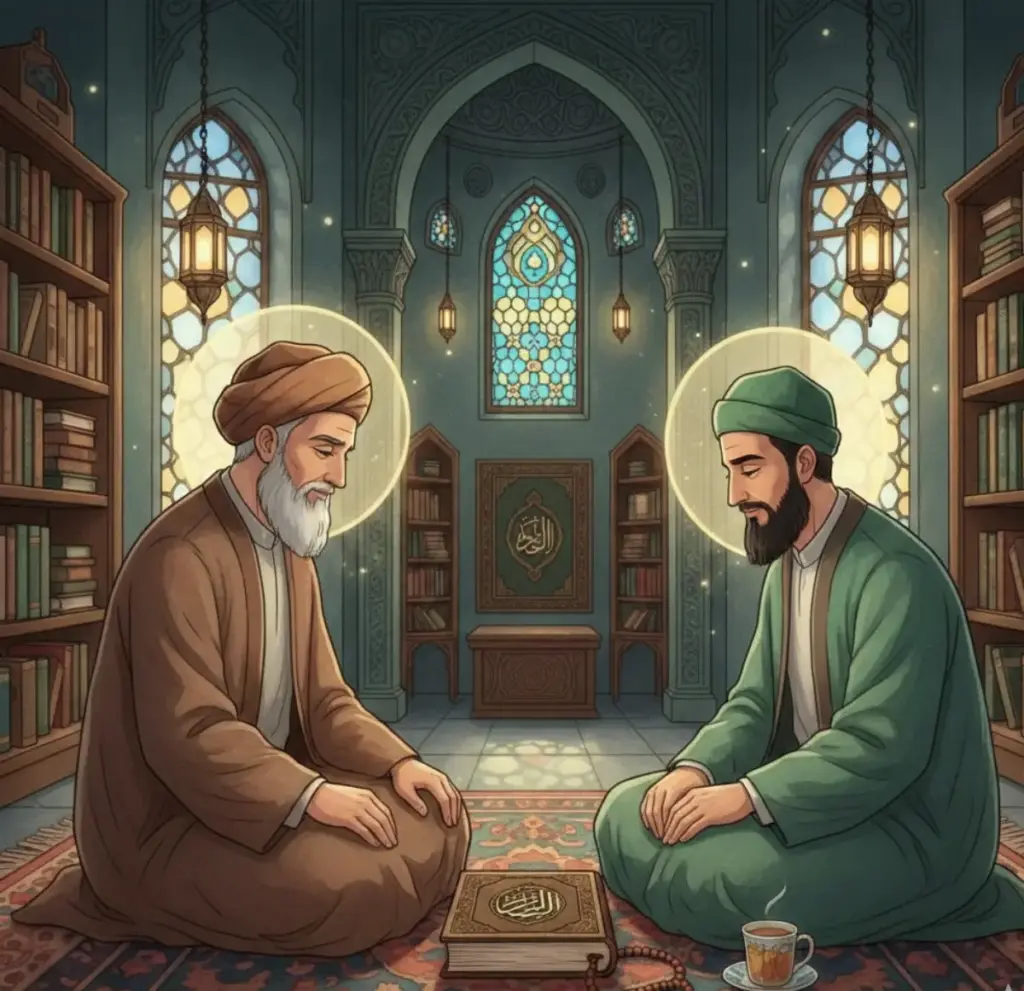 33 Tahun Belajar Hanya Dapat 8 Pelajaran? Rahasia "Kurikulum Hidup" Hatim Al-Asham yang Getarkan Hati Syaqiq-Al-Balkhi-dan-Hatim-Al-Asham