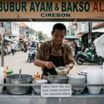Efek Domino Perang Iran-Israel Hantam Cirebon, Harga Plastik Meroket 100% Bikin Napas UMKM Kian Tersengal Ilustrasi-Penjual-Bubur-di-Tengah-Plastik-Meroket