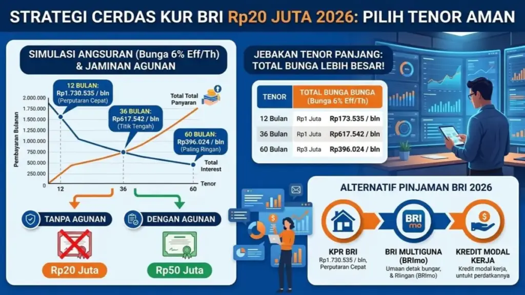 ​Pinjam Rp20 Juta Cicilan Cuma Rp390 Ribuan, Cek Simulasi KUR BRI 2026 dan Jebakan Tenor Panjang
